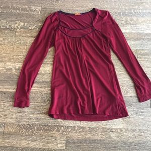 Voile deep red scoop neck top